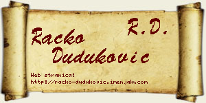 Racko Duduković vizit kartica